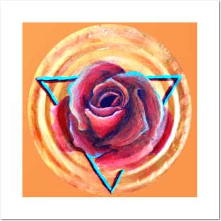 Geometric Rose Flower Posters and Art